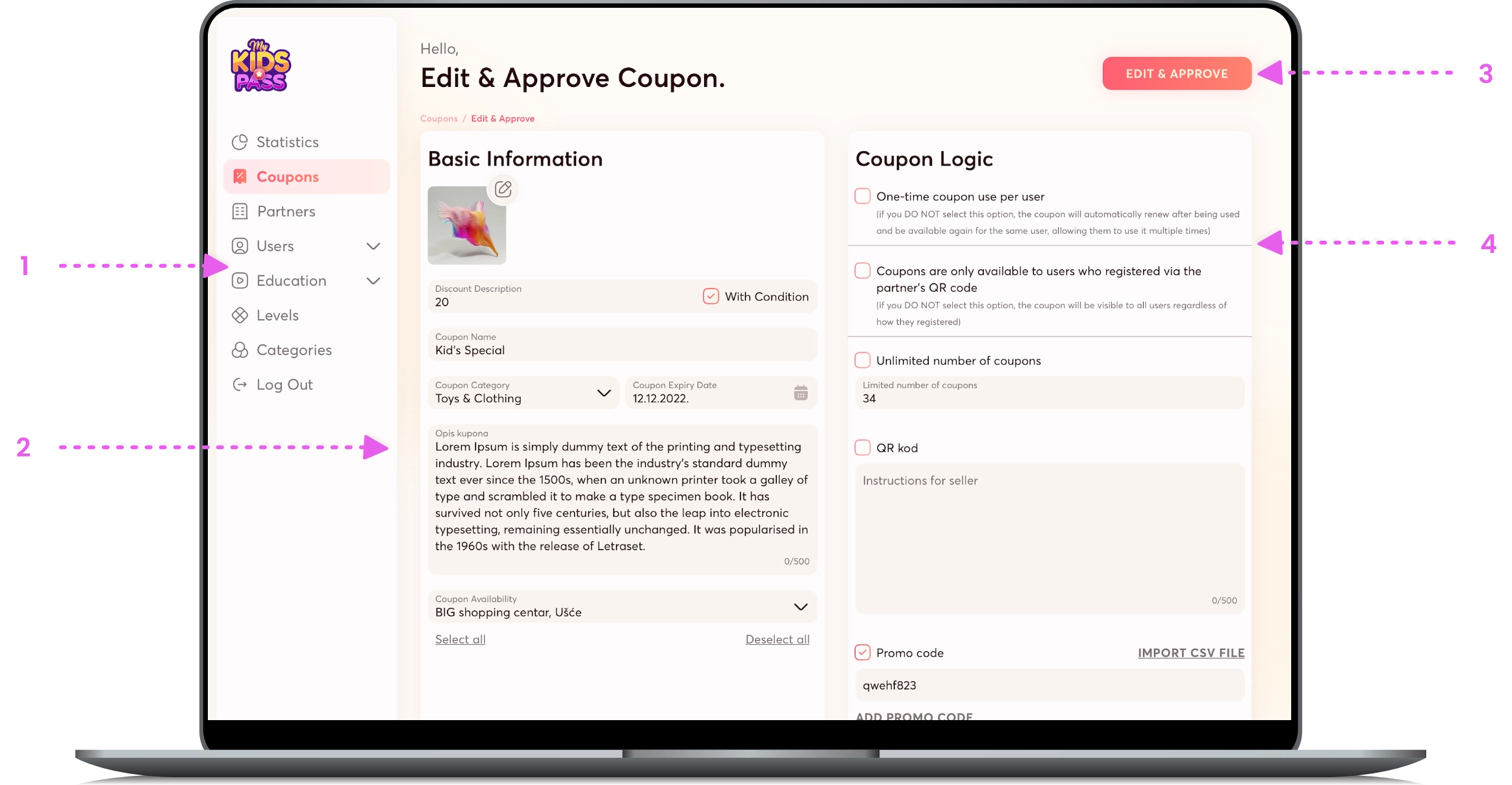 MyKidsPass admin panel