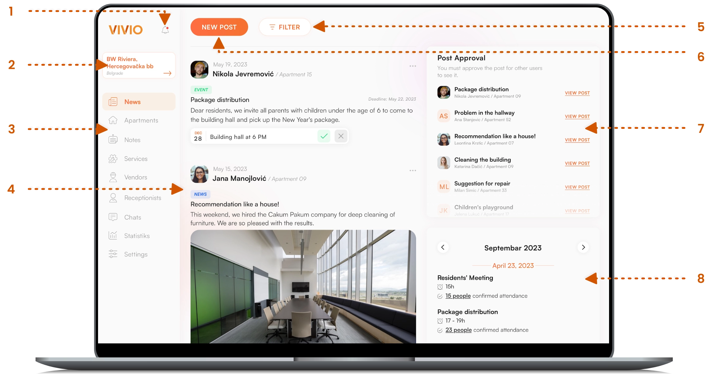 Vivio admin panel